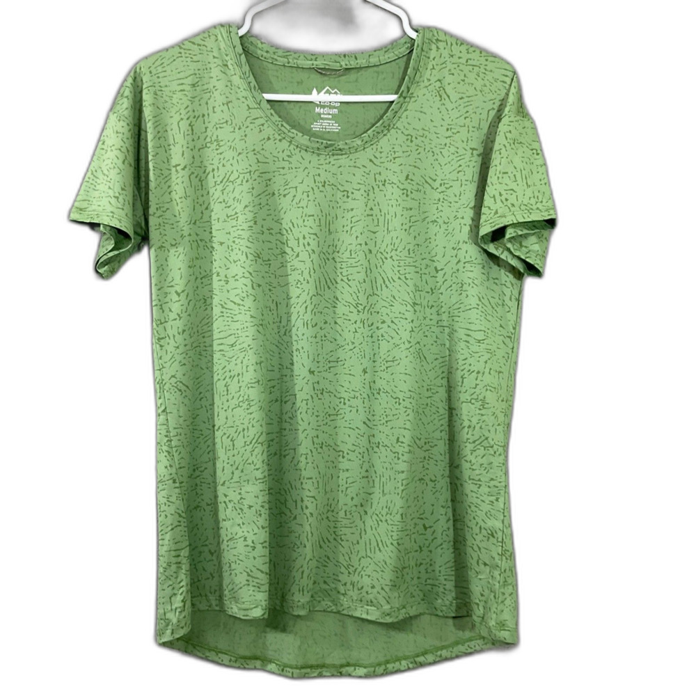 REI Co-Op T Shirt Women's M Green Heathered Short Sleeve Performance outdoor